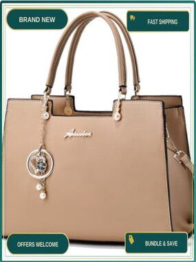 Vegan Leather Satchel Tote Crossbody Top Handle Handbag